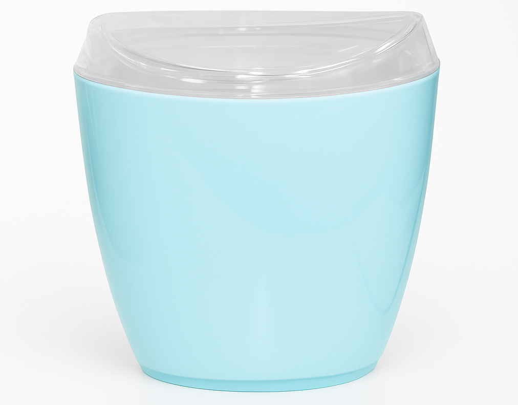Oval Swing Top Waste Rubbish Bin Acrylic Lightweight Compact Bathroom Office In Blue Rubbish Bins