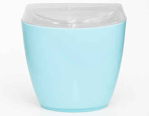 Oval Swing Top Waste Rubbish Bin Acrylic Lightweight Compact Bathroom Office In Blue Rubbish Bins