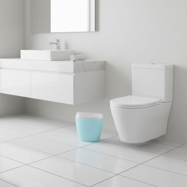 4X Oval Swing Top Waste Rubbish Bin Acrylic Lightweight Compact Bathroom Office In Blue Rubbish Bins