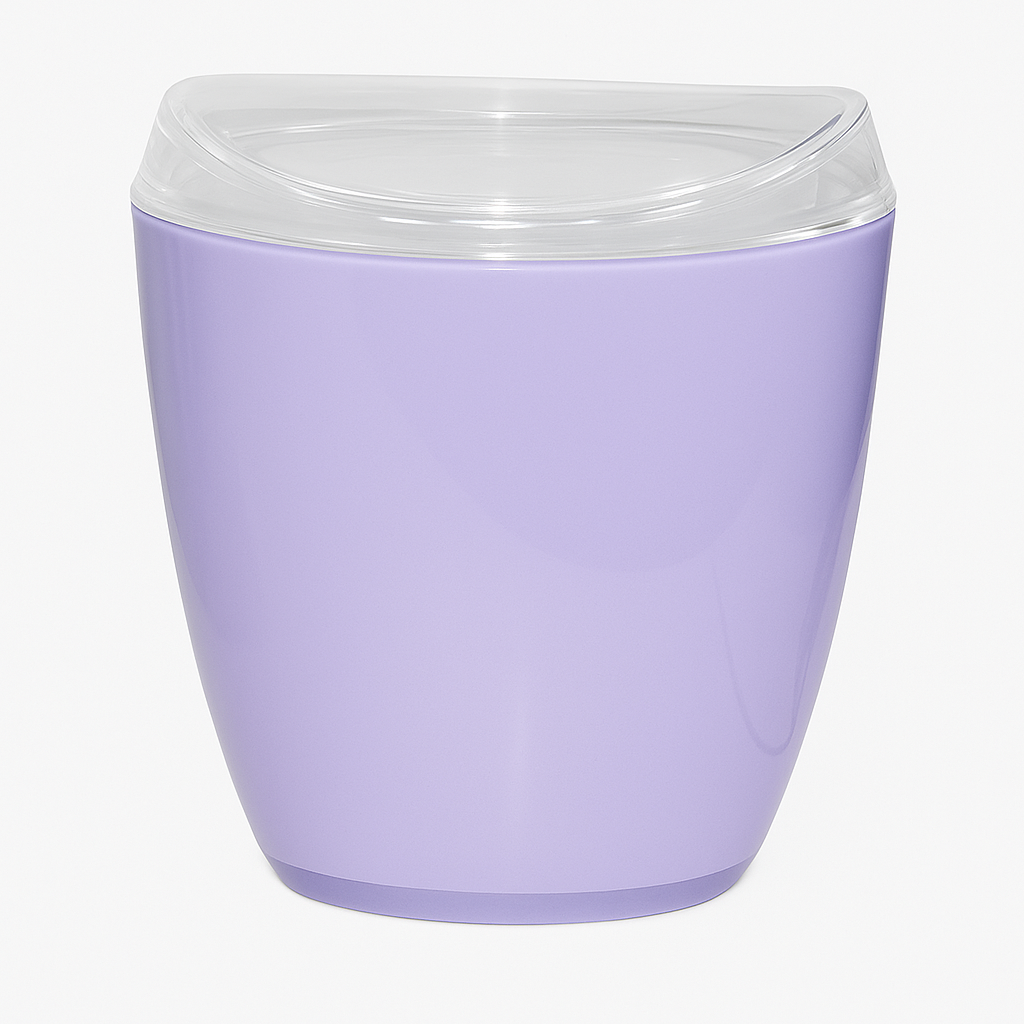 Oval Swing Top Waste Rubbish Bin Acrylic Lightweight Compact Bathroom Office In Purple Rubbish Bins