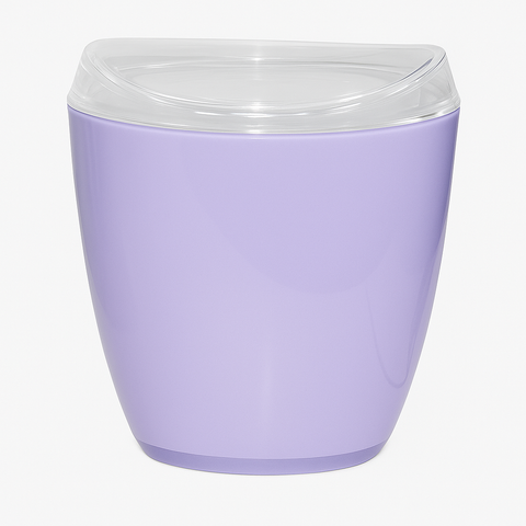 Oval Swing Top Waste Rubbish Bin Acrylic Lightweight Compact Bathroom Office In Purple Rubbish Bins