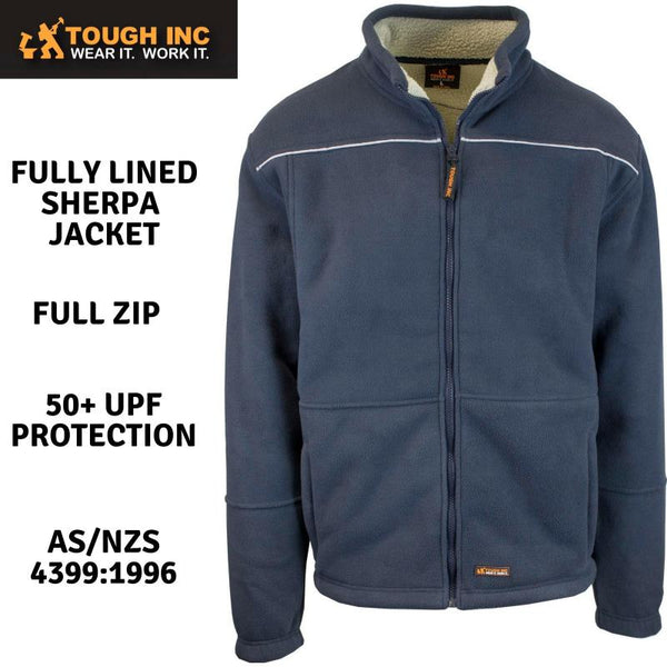 Tough Inc Mens Full Zip Sherpa Polar Fleece Jumper Lined Warm Winter Jacket Pullover Coats Jackets & Vests