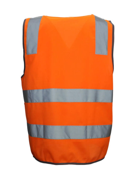 Hi Vis Safety Vest Reflective Tape Zip Up Workwear Pocket High Visibility In Orange L Safety Vests