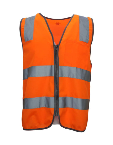 Hi Vis Safety Vest Reflective Tape Zip Up Workwear Pocket High Visibility In Orange Xl Safety Vests