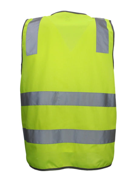 Hi Vis Safety Vest Reflective Tape Zip Up Workwear Pocket High Visibility In Yellow Xxl Safety Vests