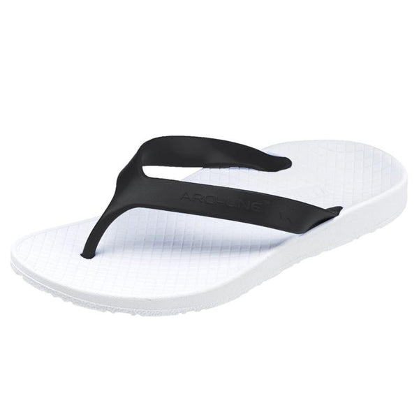 Archline Flip Flops Orthotic Thongs Support Shoes Footwear White/Black Slippers