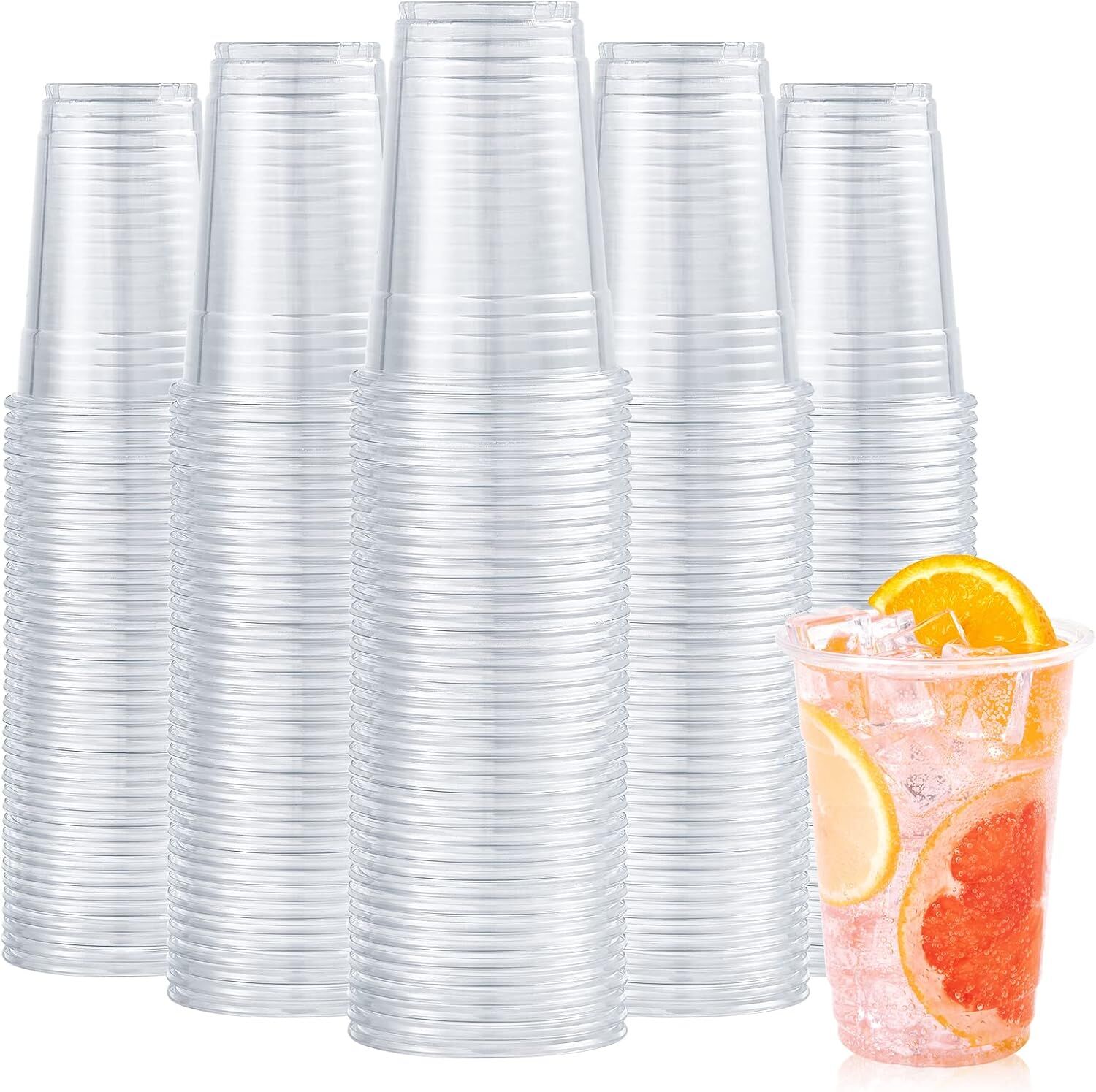 540X 16Oz (480Ml) Premium Plastic Clear Cups Extra Strong Pet Bpa Free Cups & Saucers