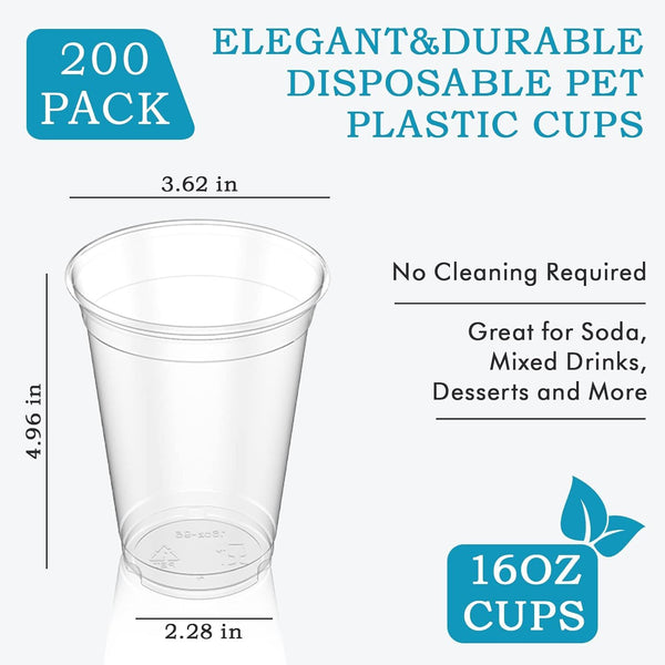 540X 16Oz (480Ml) Premium Plastic Clear Cups Extra Strong Pet Bpa Free Cups & Saucers