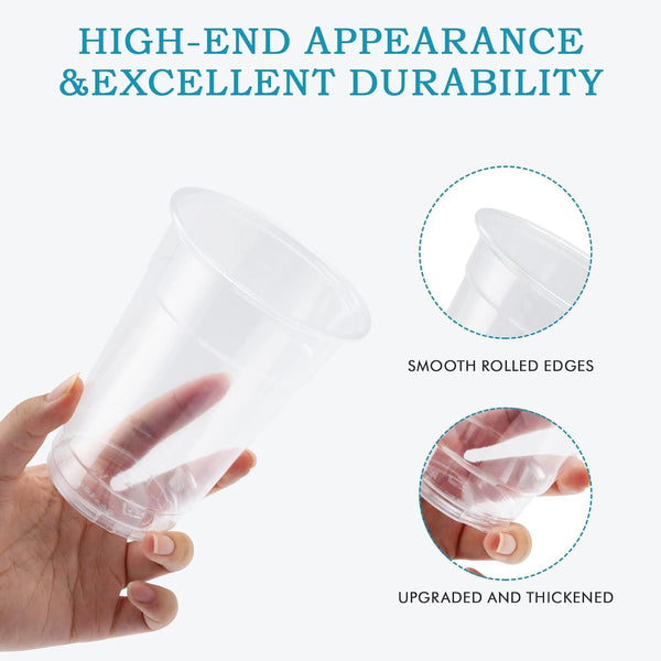 540X 16Oz (480Ml) Premium Plastic Clear Cups Extra Strong Pet Bpa Free Cups & Saucers