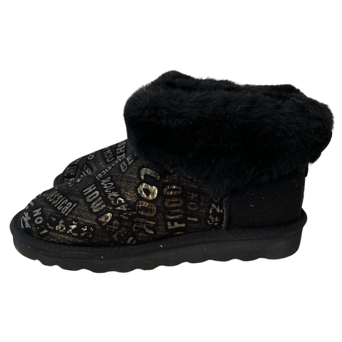 Womens Australian Sheepskin Wool Fur Mini Ugg Ankle In Black Size 5 Boots