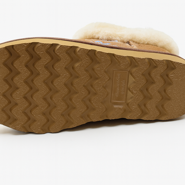 Womens Australian Sheepskin Wool Fur Mini Ugg Ankle In Metallic Chestnut Boots