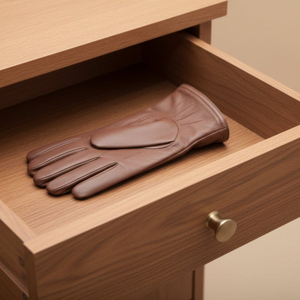 Dents Mens Genuine Full Grain Leather Gloves 3 Point Stitch Fleece Lined Warm Winter Cognac Gloves & Mittens