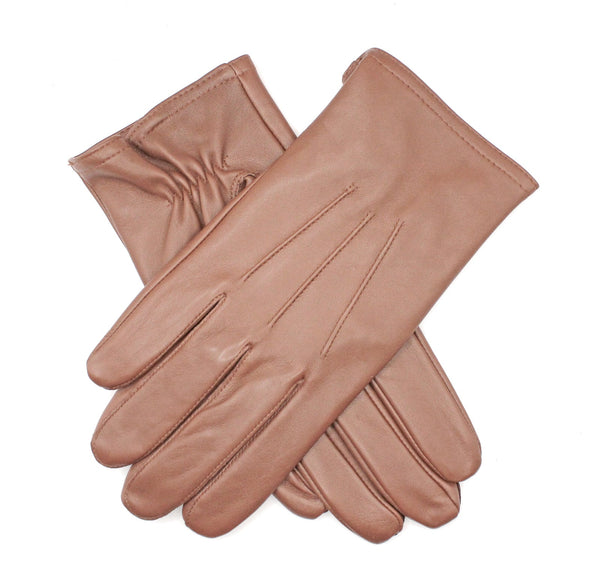 Dents Mens Genuine Full Grain Leather Gloves 3 Point Stitch Fleece Lined Warm Winter Cognac Gloves & Mittens