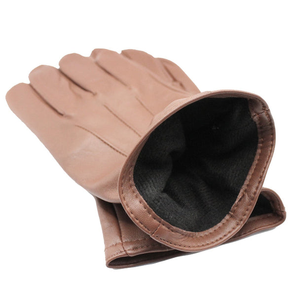 Dents Mens Genuine Full Grain Leather Gloves 3 Point Stitch Fleece Lined Warm Winter Cognac Gloves & Mittens