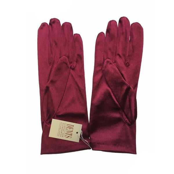 Dents Wrist Length Satin Evening Gloves Wedding Stretch Formal Bridal In Wine Red Gloves & Mittens