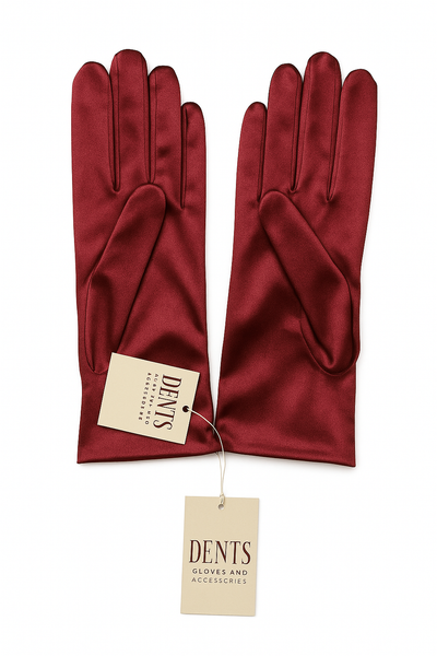 Dents Wrist Length Satin Evening Gloves Wedding Stretch Formal Bridal In Wine Red Gloves & Mittens