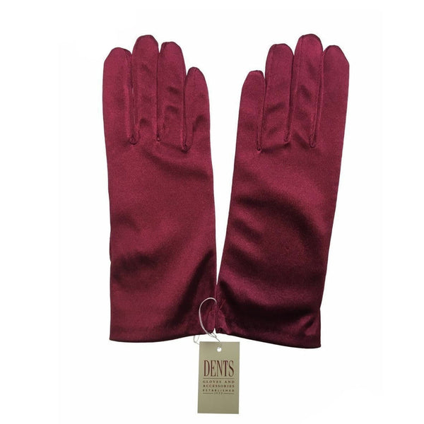 Dents Wrist Length Satin Evening Gloves Wedding Stretch Formal Bridal In Wine Red Gloves & Mittens