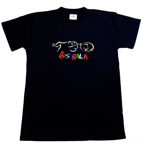 Adult Australia T Shirt Kangaroo Koala 100% Cotton Souvenir Tee Top Black T Shirts