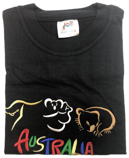 Adult Australia T Shirt Kangaroo Koala 100% Cotton Souvenir Tee Top Black T Shirts