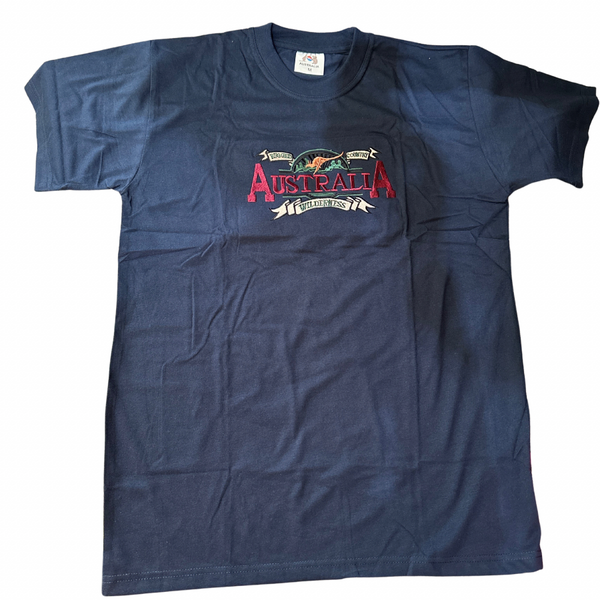 Mens Australia Wilderness T Shirt Souvenir Tee Top 100% Cotton Navy Blue T Shirts
