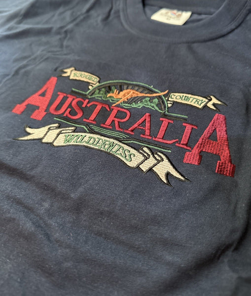 Mens Australia Wilderness T Shirt Souvenir Tee Top 100% Cotton Navy Blue T Shirts