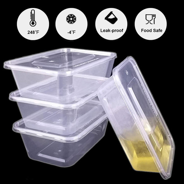 500Pcs 350Ml Reusable Food Containers Plastic Meal Prep Storage W/Lids Bpa Free (145*100*40Mm) Food Storage Containers