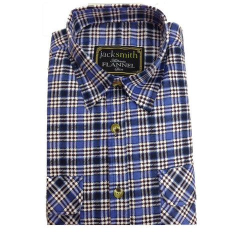 Jacksmith Mens Flannelette Shirt Check 100% Cotton Vintage Long Sleeve 48 (Full Placket) Casual Shirts