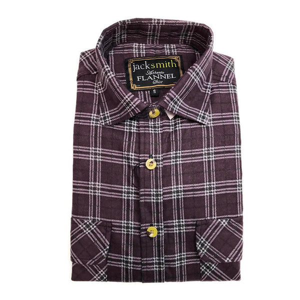 Mens Flannelette Shirt 100% Cotton Check Authentic Long Sleeve Vintage Burgundy Casual Shirts