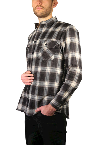 Br Apparel Mens Flannelette Long Sleeve Shirt 100% Cotton Check Authentic Full Placket Black 3Xl Casual Shirts