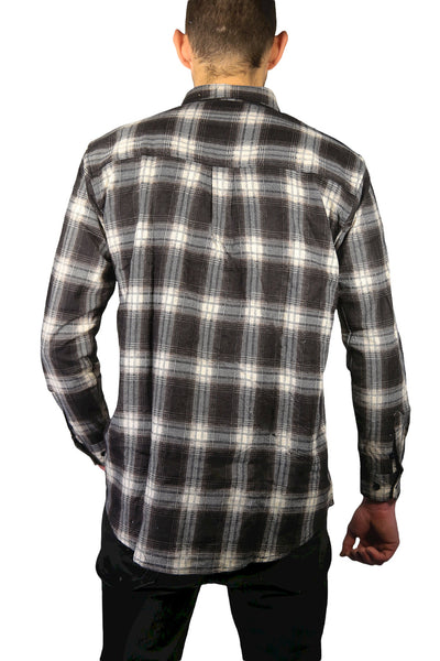 Br Apparel Mens Flannelette Long Sleeve Shirt 100% Cotton Check Authentic Full Placket Black 3Xl Casual Shirts