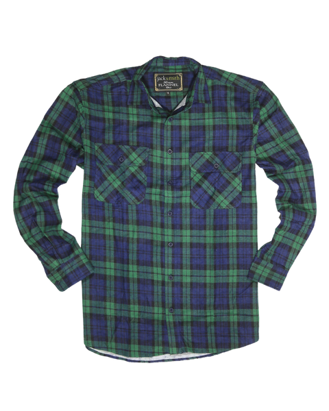 Br Apparel Mens Flannelette Long Sleeve Shirt 100% Cotton Check Authentic Full Placket Green Casual Shirts