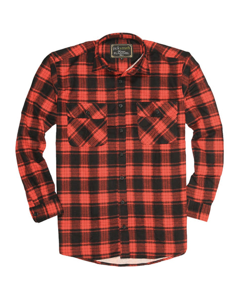 Br Apparel Men's Flannelette Long Sleeve Shirt 100% Cotton Check Red Casual Shirts