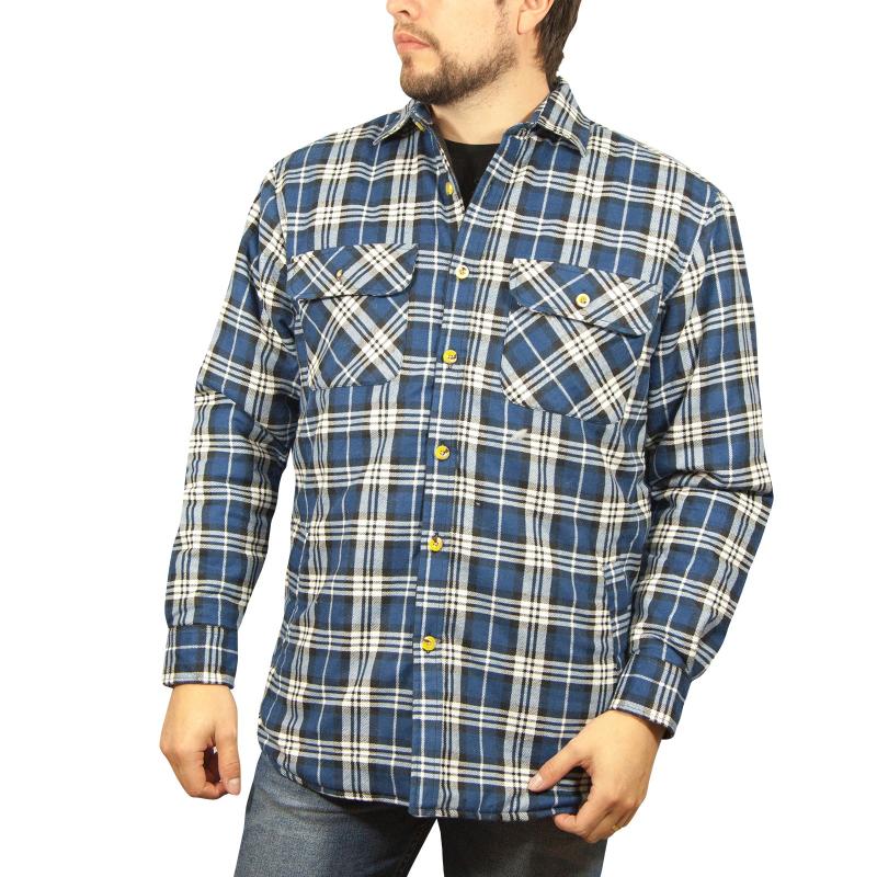 Jacksmith Mens Flannelette Long Sleeve Shirt 100% Cotton Check Full Placket Spanish Blue 3Xl Casual Shirts