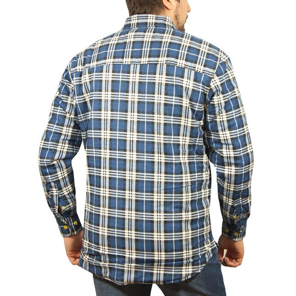 Jacksmith Mens Flannelette Long Sleeve Shirt 100% Cotton Check Full Placket Spanish Blue 3Xl Casual Shirts