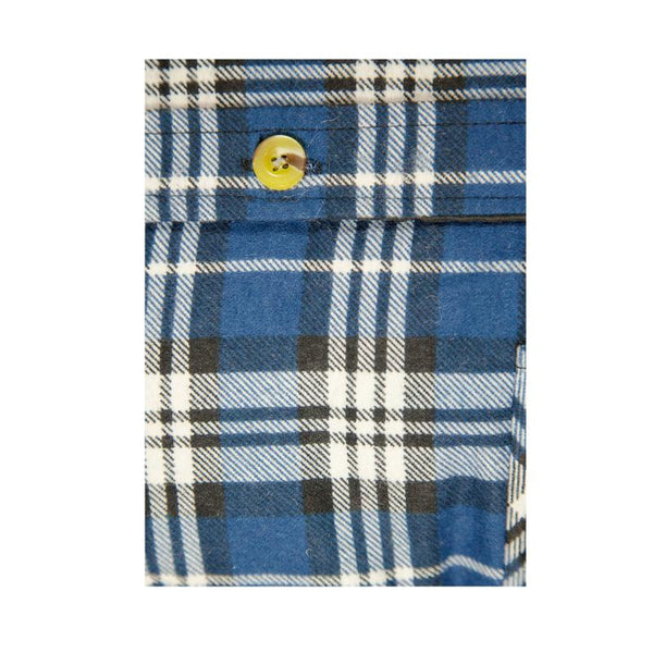Jacksmith Mens Flannelette Long Sleeve Shirt 100% Cotton Check Full Placket Spanish Blue Casual Shirts
