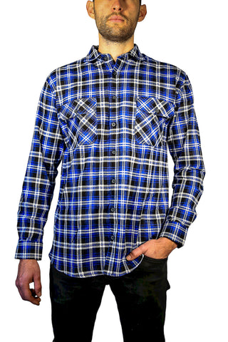 Men's 100% Cotton Flannelette Shirt Long Sleeve Checkered Denim 9Xl T Shirts