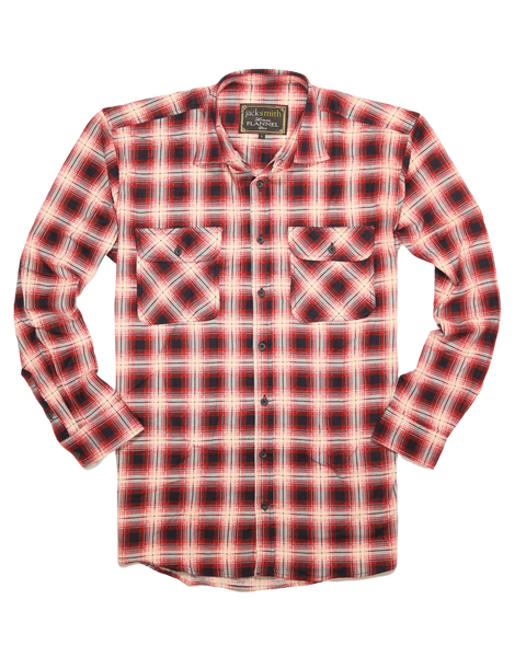 Men's 100% Cotton Flannelette Shirt Long Sleeve Checkered Red/Navy Casual Shirts