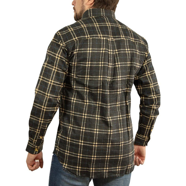 Mens Long Sleeve Flannelette Shirt 100% Cotton Black Check Casual Shirts