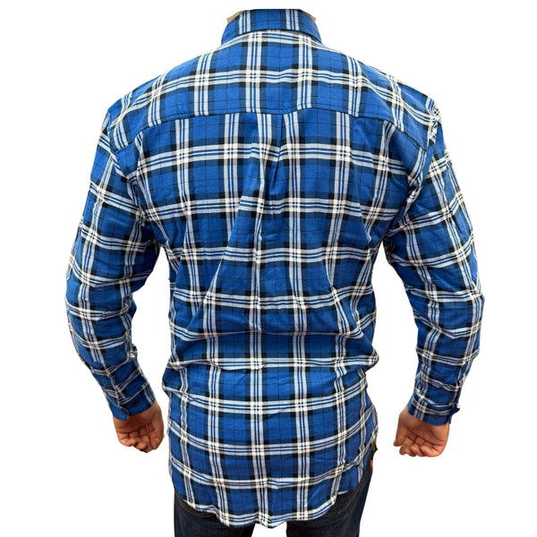 Mens Flannelette Long Sleeve Pullover Shirt 100% Cotton Half Placket Navy 3Xl Casual Shirts