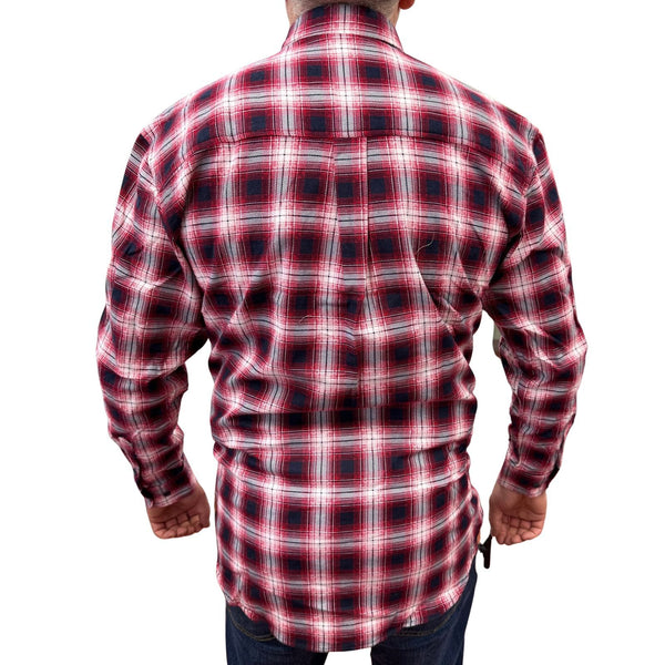 Mens Flannelette Long Sleeve Pullover Shirt 100% Cotton Half Placket Red/Black 3Xl Casual Shirts