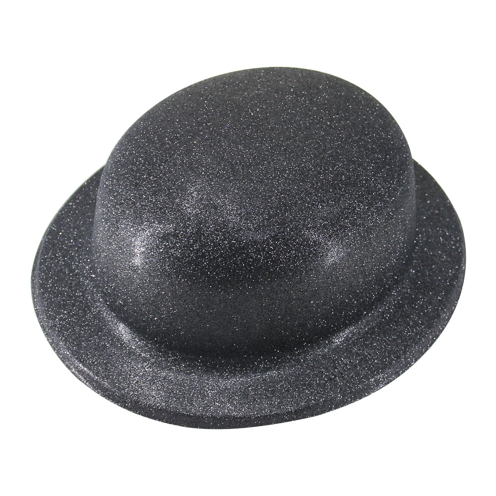 Br Costumes Glitter Bowler Hat Fancy Party Plastic Cap Fun Dress Up Sparkle Hats