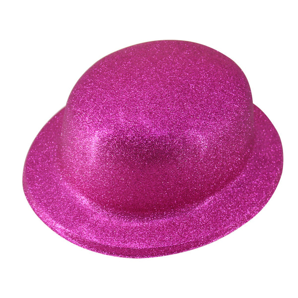 Br Costumes Glitter Bowler Hat Fancy Party Plastic Cap Fun Dress Up Sparkle Hats