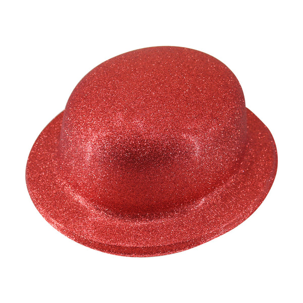 Br Costumes Glitter Bowler Hat Fancy Party Plastic Cap Fun Dress Up Sparkle Hats