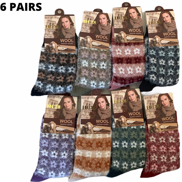 Br Apparel 6 Pairs Women's Angora Wool Extra Warm Winter Thermal Soft Size 37 41 Socks