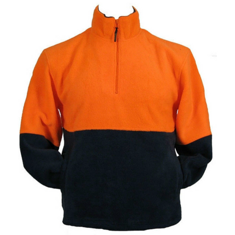 Br Safety Hi Vis Polar Fleece Jumper 1/2 Half Zip Workwear Fleecy Jacket Unisex Orange Safety Vests
