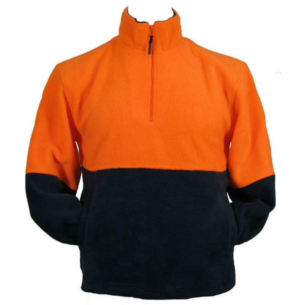 Br Safety Hi Vis Polar Fleece Jumper 1/2 Half Zip Workwear Fleecy Jacket Unisex Orange Safety Vests