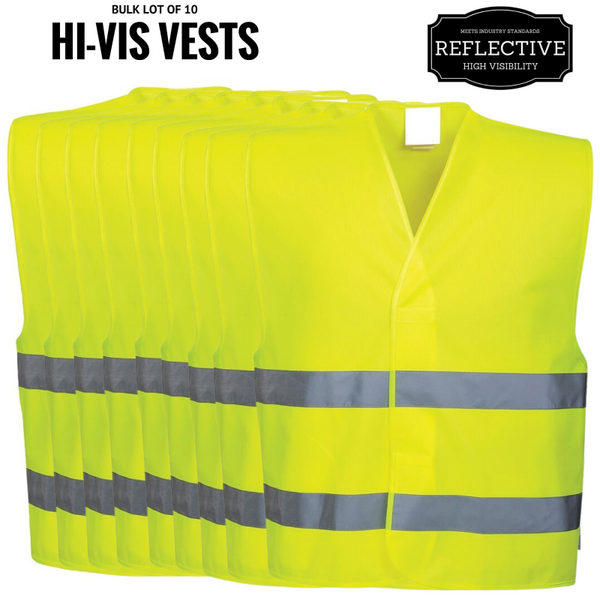 Br Apparel 10X Hi Vis Safety Vest Reflective Tape Workwear Night & Day Bulk Yellow Safety & Reflective Gear