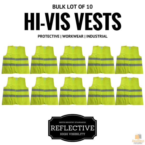 Br Apparel 10X Hi Vis Safety Vest Reflective Tape Workwear Night & Day Bulk Yellow Safety & Reflective Gear