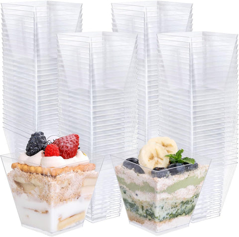 360X Premium Plastic Square Dessert Cups Bpa Free Extra Strong Bulk Clear Single Cutlery Pieces