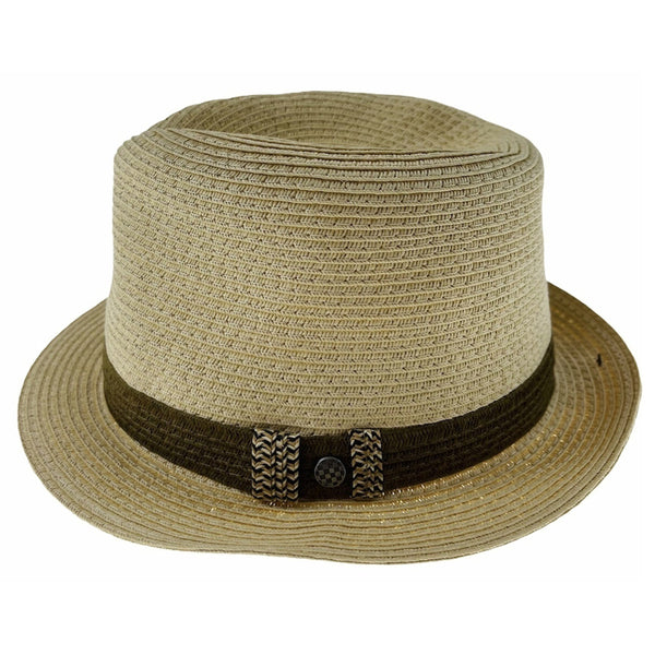 Dents Mens Straw Hat Toyo Trilby Fedora Summer Sun Stingy Brim Natural/Brown S/M Hats